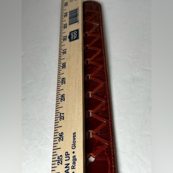 Women's Belt Brown Croc Print Wide Retro Mod Dress Casual Western Rockabilly M - Picture 7 of 15